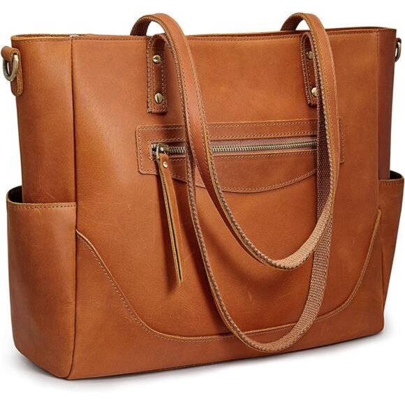Genuine Leather Tote Bag Large Shoulder Purses Work Handbags With :^)